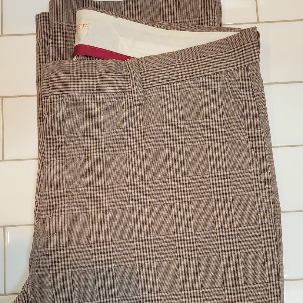 J. Crew Cotton Plaid Flat Front Pants
